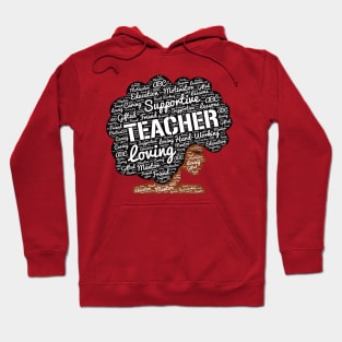 African American Teacher Words in Afro Hoodie